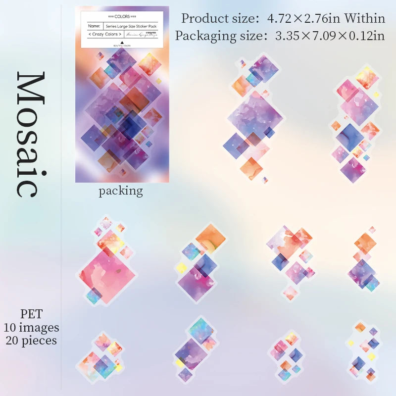 Watercolor Cartoon Stickers – 20PCS Aesthetic Scrapbook & Journal Label Set