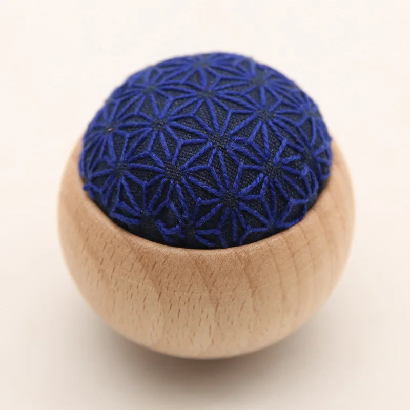 DIY Sashiko Pin Cushion with Wooden Base
