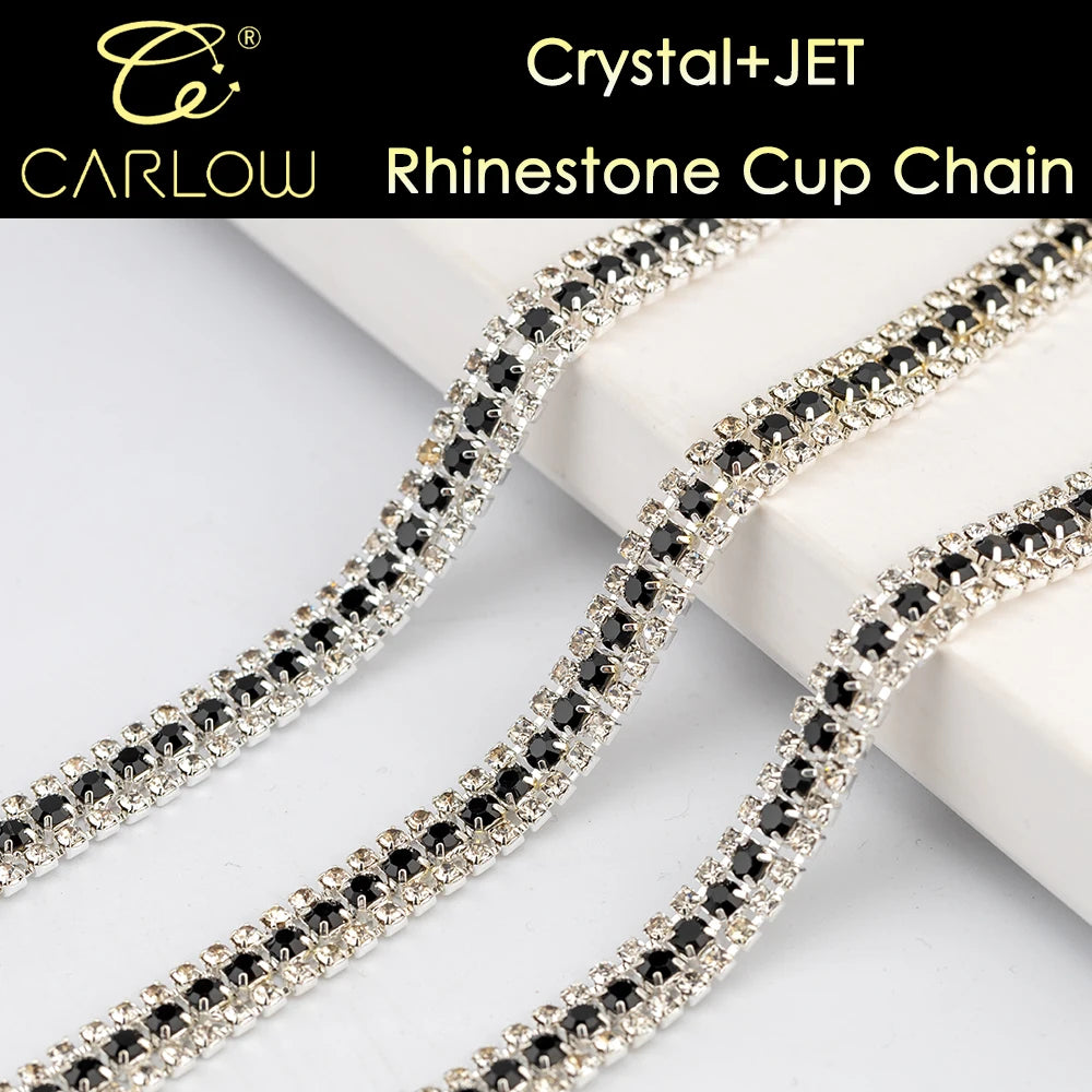 CARLOW AAAAA 3-Row Rhinestone Cup Chain – Gold Base