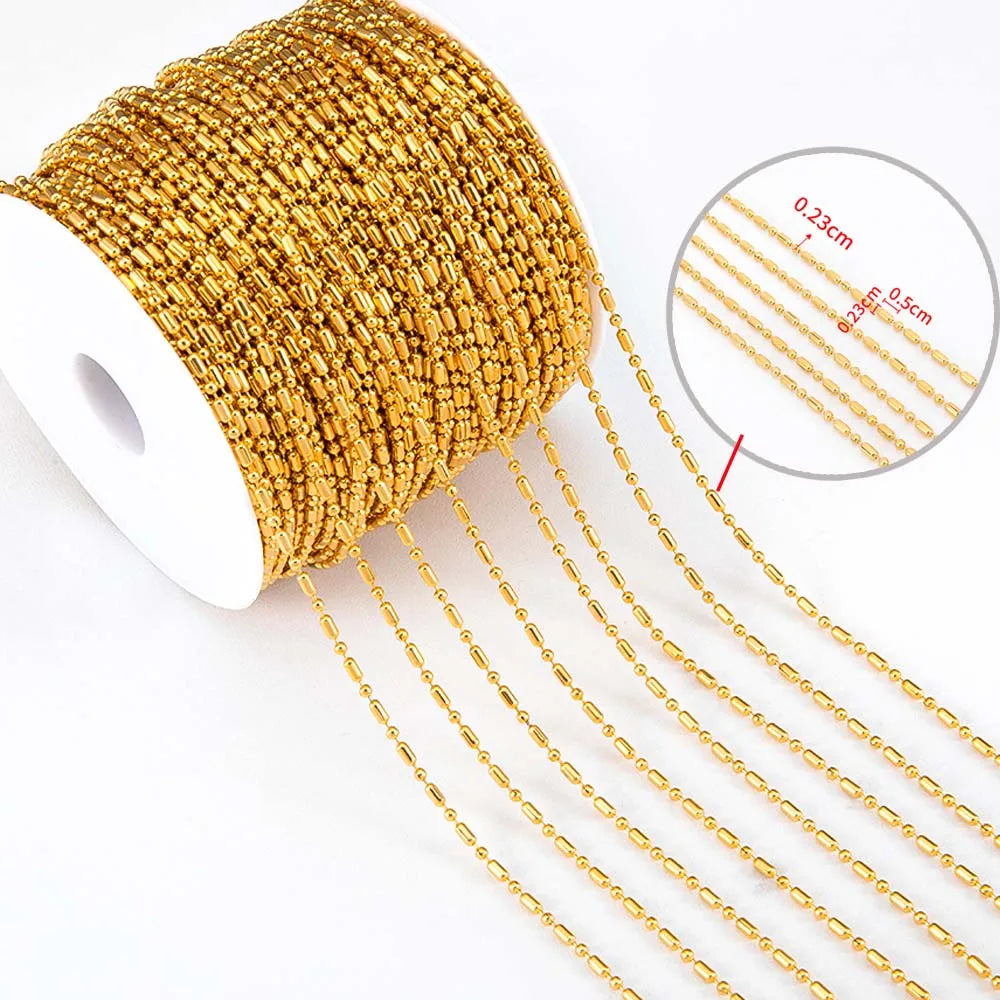 No Fade Stainless Steel Chain – 2M Gold Chain for DIY Jewelry Making