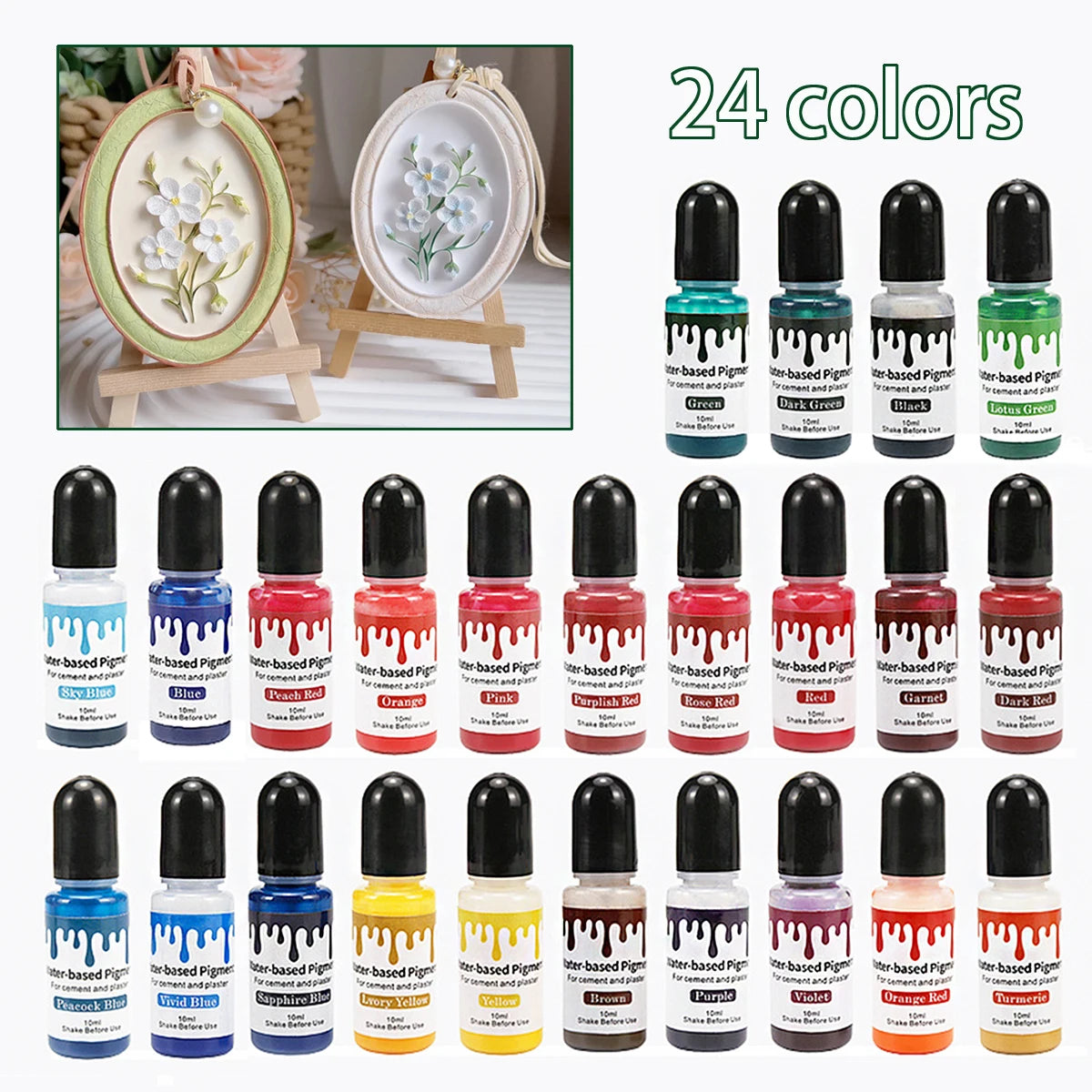 24-Color Water-Based Gypsum Pigment Set – DIY Plaster & Pottery Dye