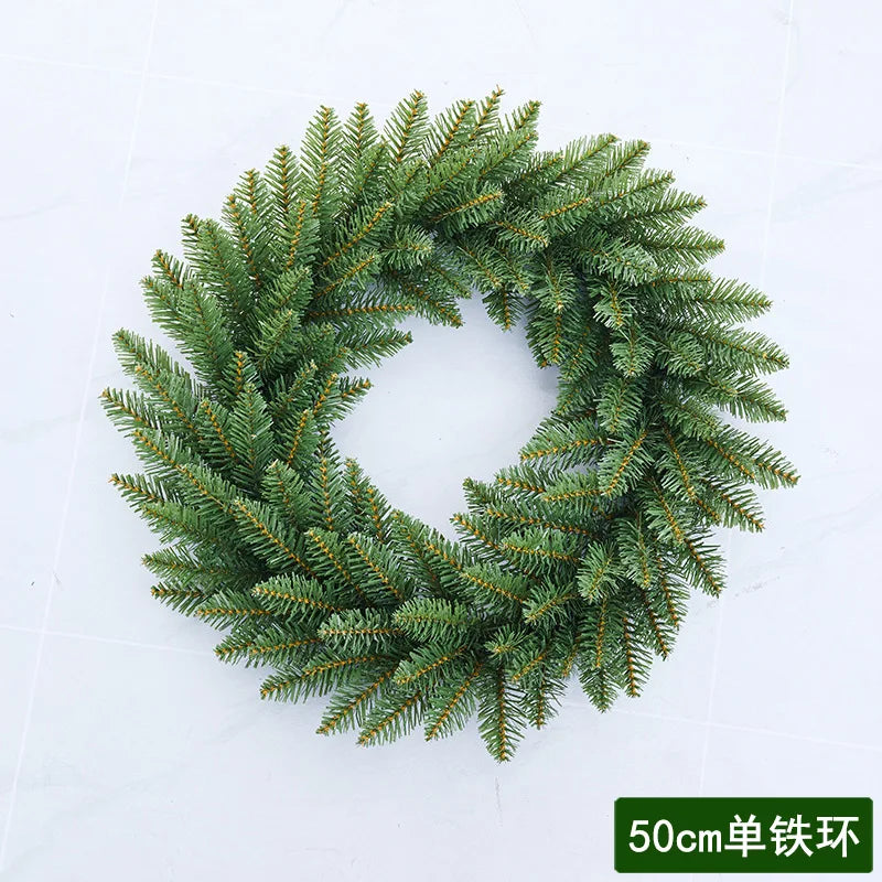 Christmas Green Pine Needle Wreath – Front Door Garland Decoration (30/40/50cm)