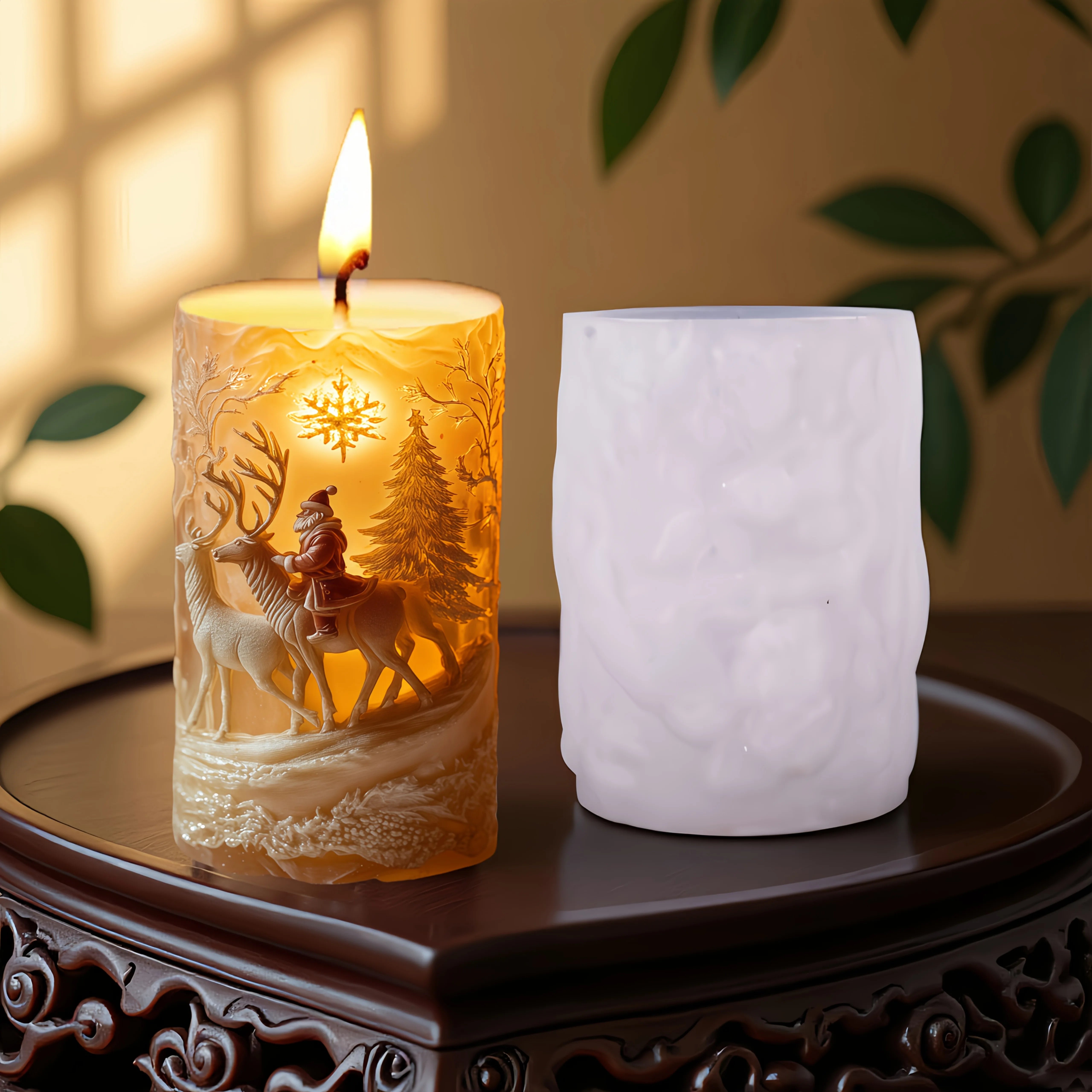 3D Reindeer & Santa Silicone Candle Mold – Christmas Resin Mold