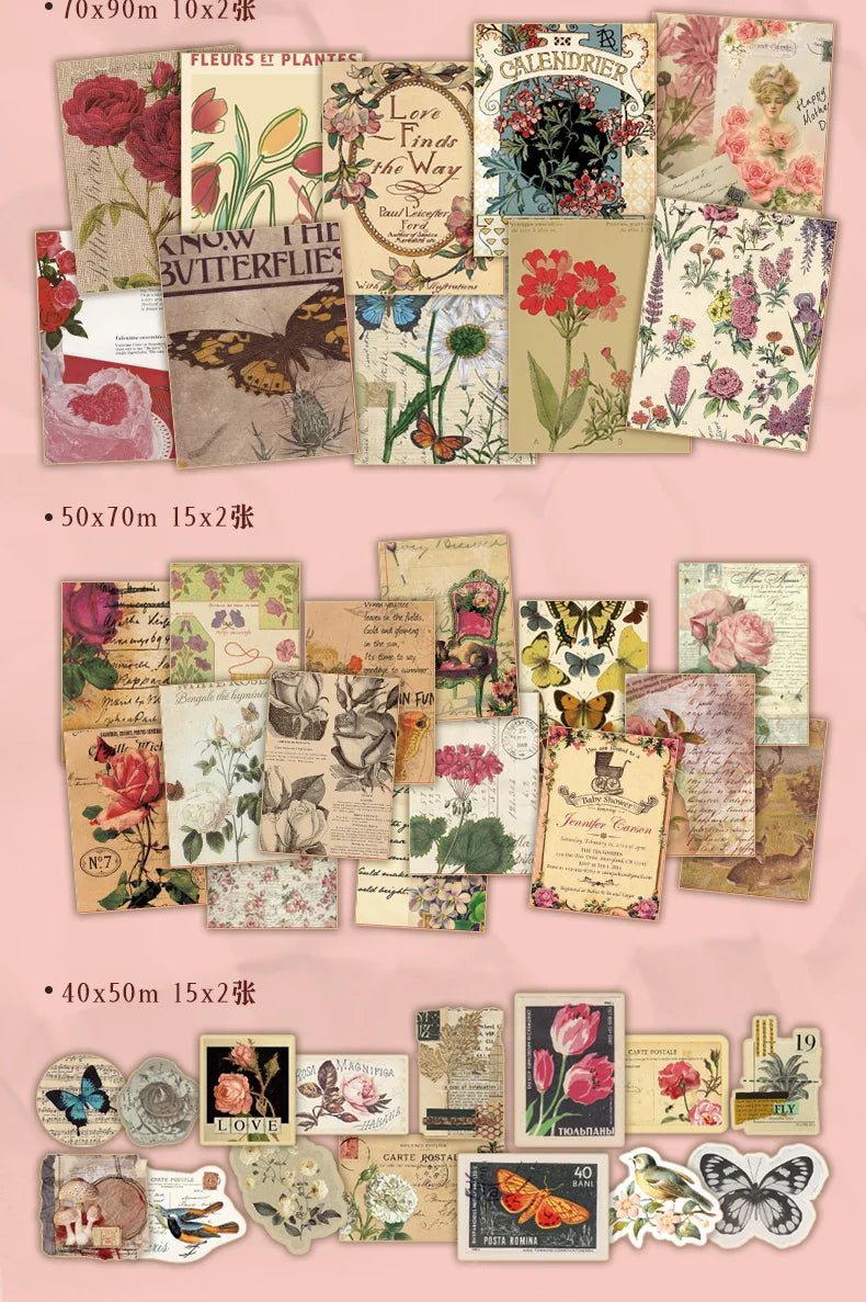 100PCS Retro Scrapbook Paper Set – DIY Collage, Journal & Album Craft Materials