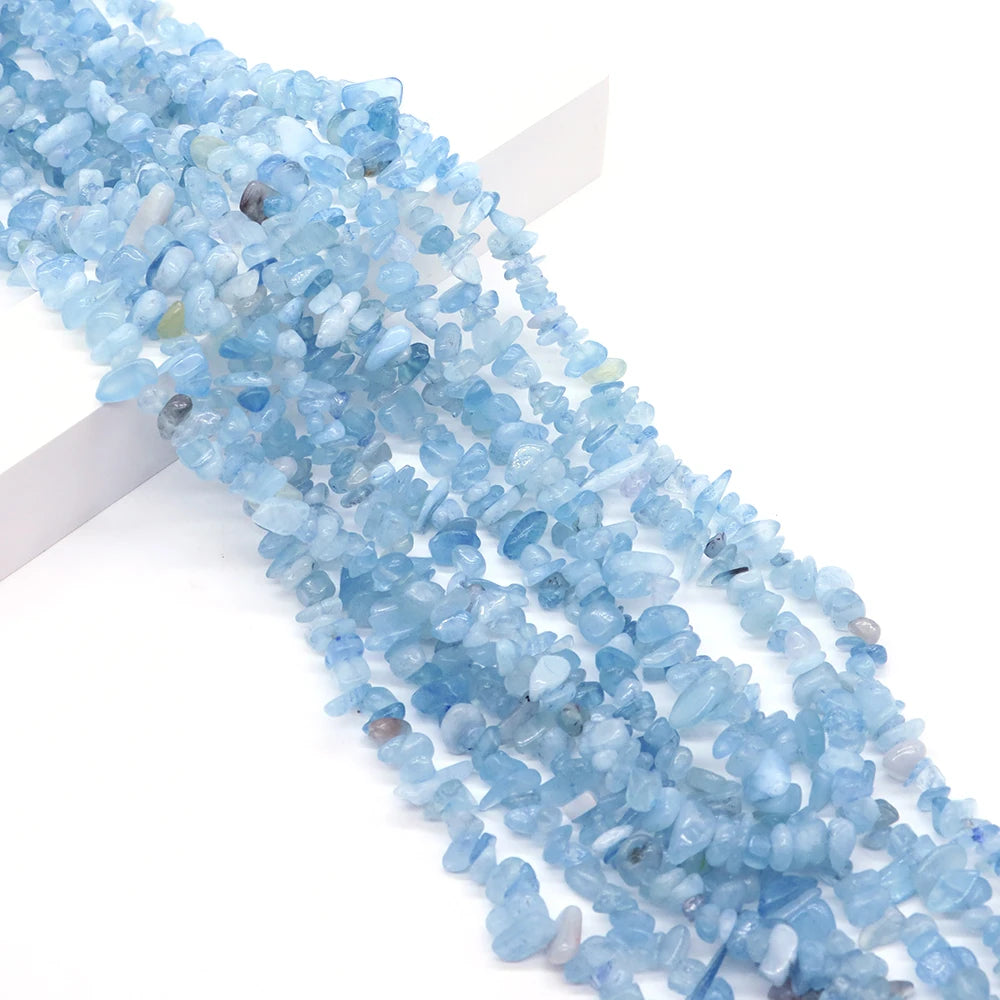 Natural Aquamarine Quartz Beads – Freeform Chips for DIY Jewelry & Crafts