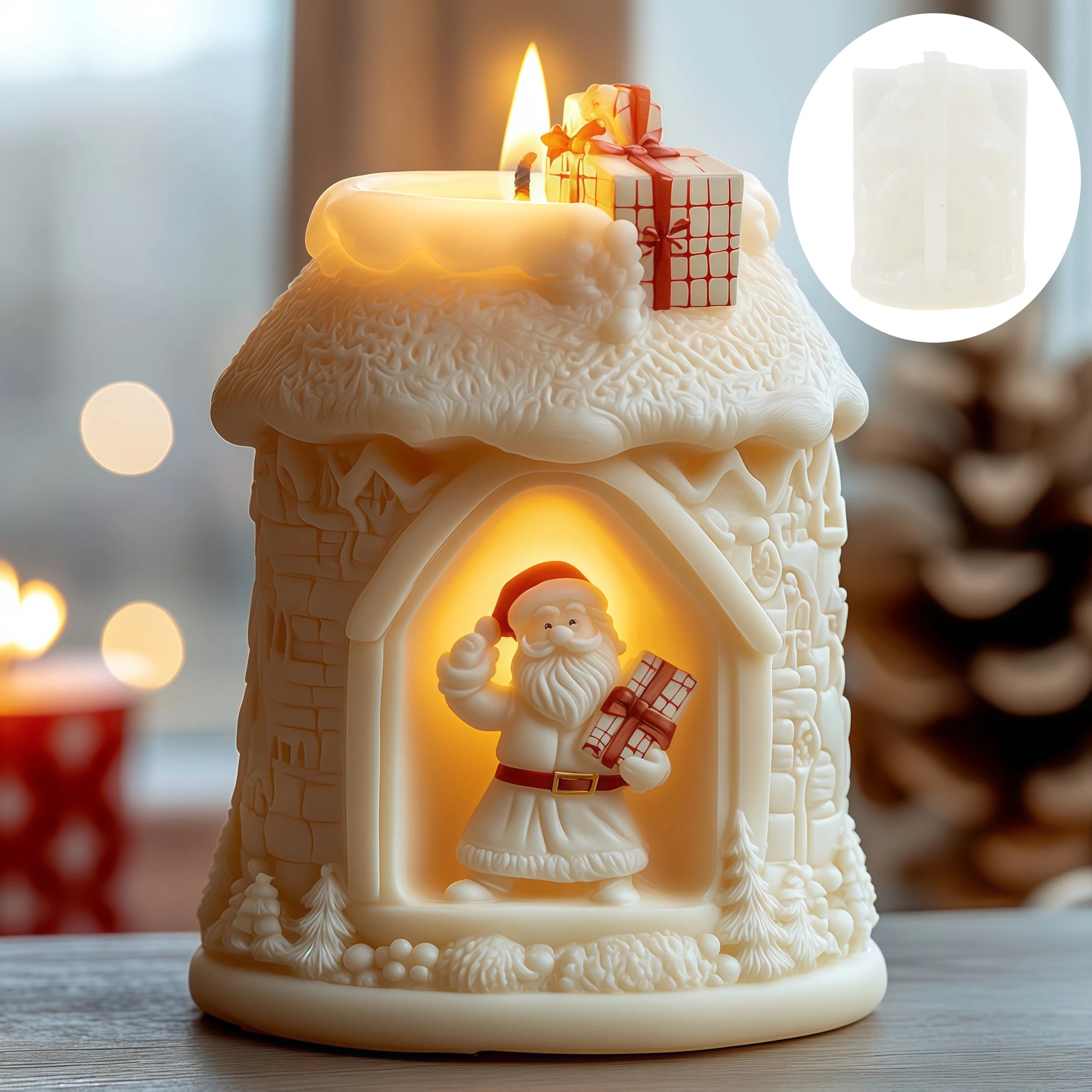 3D Reindeer & Santa Silicone Candle Mold – Christmas Resin Mold