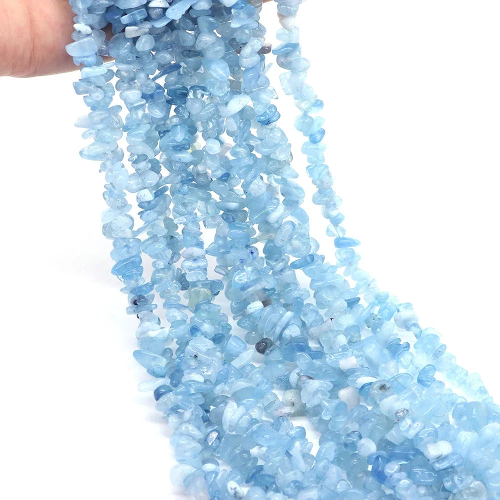 Natural Aquamarine Quartz Beads – Freeform Chips for DIY Jewelry & Crafts
