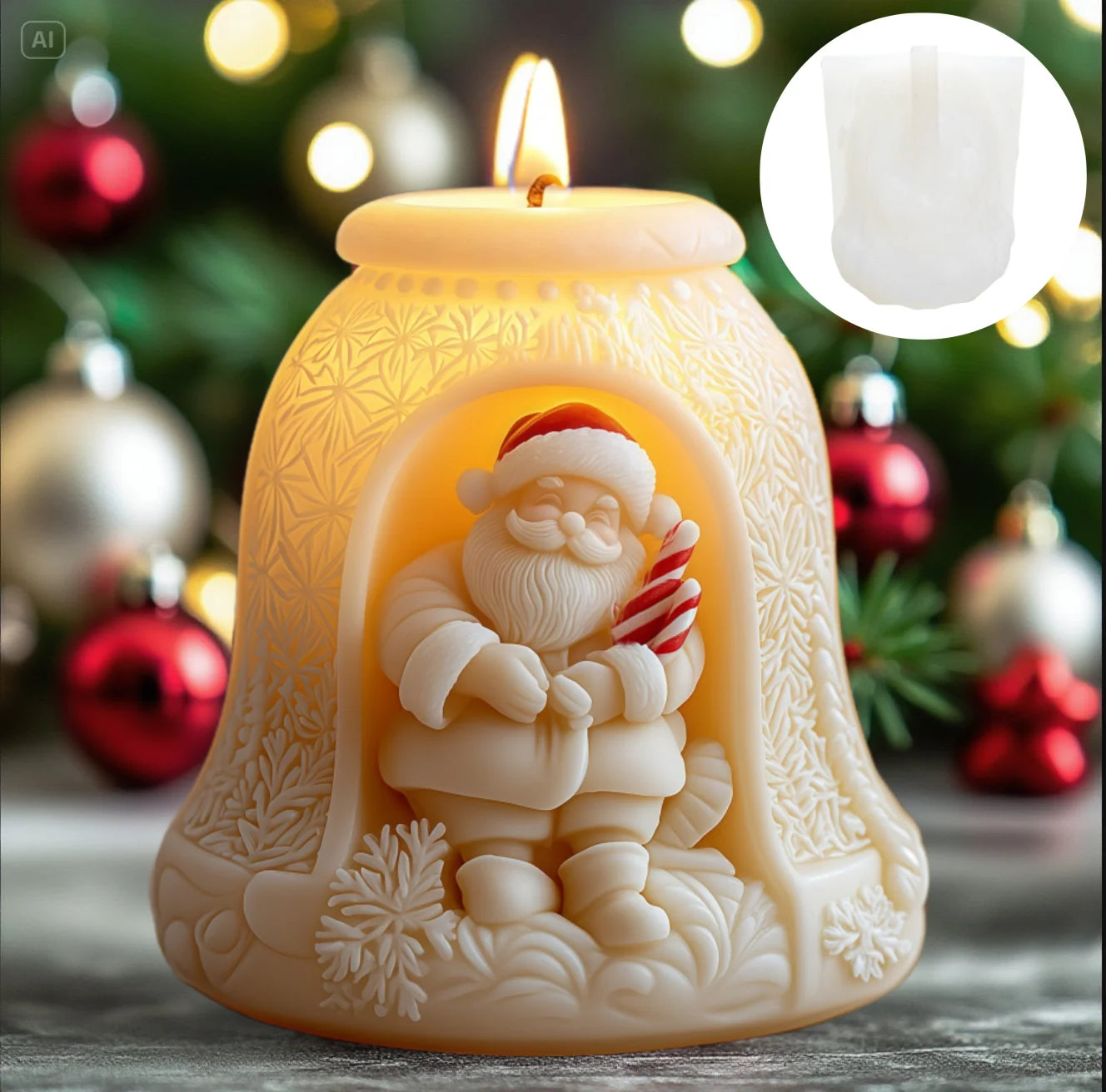 3D Reindeer & Santa Silicone Candle Mold – Christmas Resin Mold