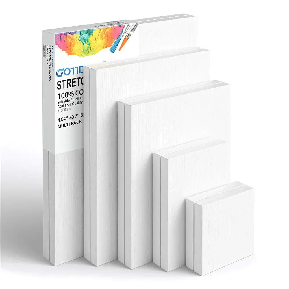🎨 4-Pack White Blank Square Artist Canvas Boards – Cotton Panels for Acrylic, Oil & Watercolor Painting