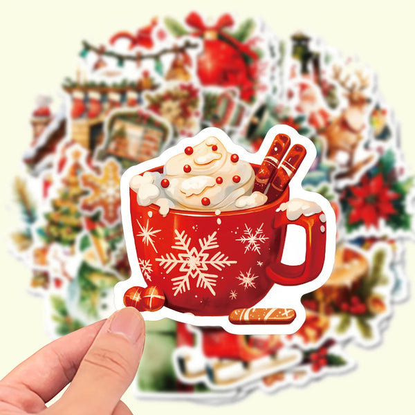 50pcs Christmas Vinyl Sticker Pack – Holiday Waterproof Decals