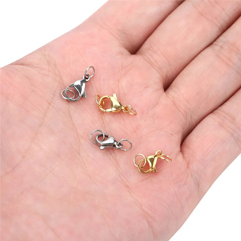 20 Sets Stainless Steel Lobster Clasps with Jump Rings for Jewelry Making
