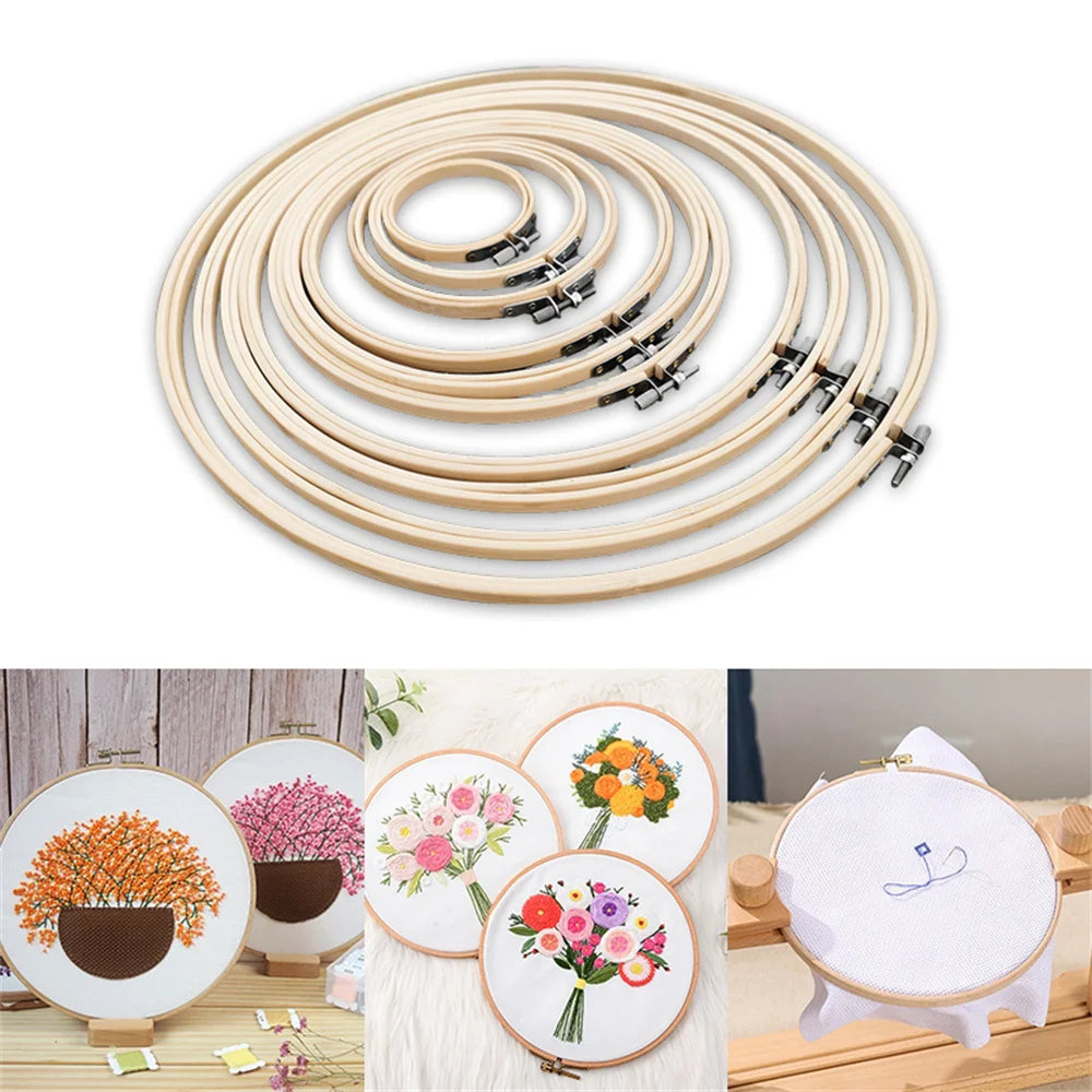 10pcs Bamboo Embroidery Hoops Frame Set