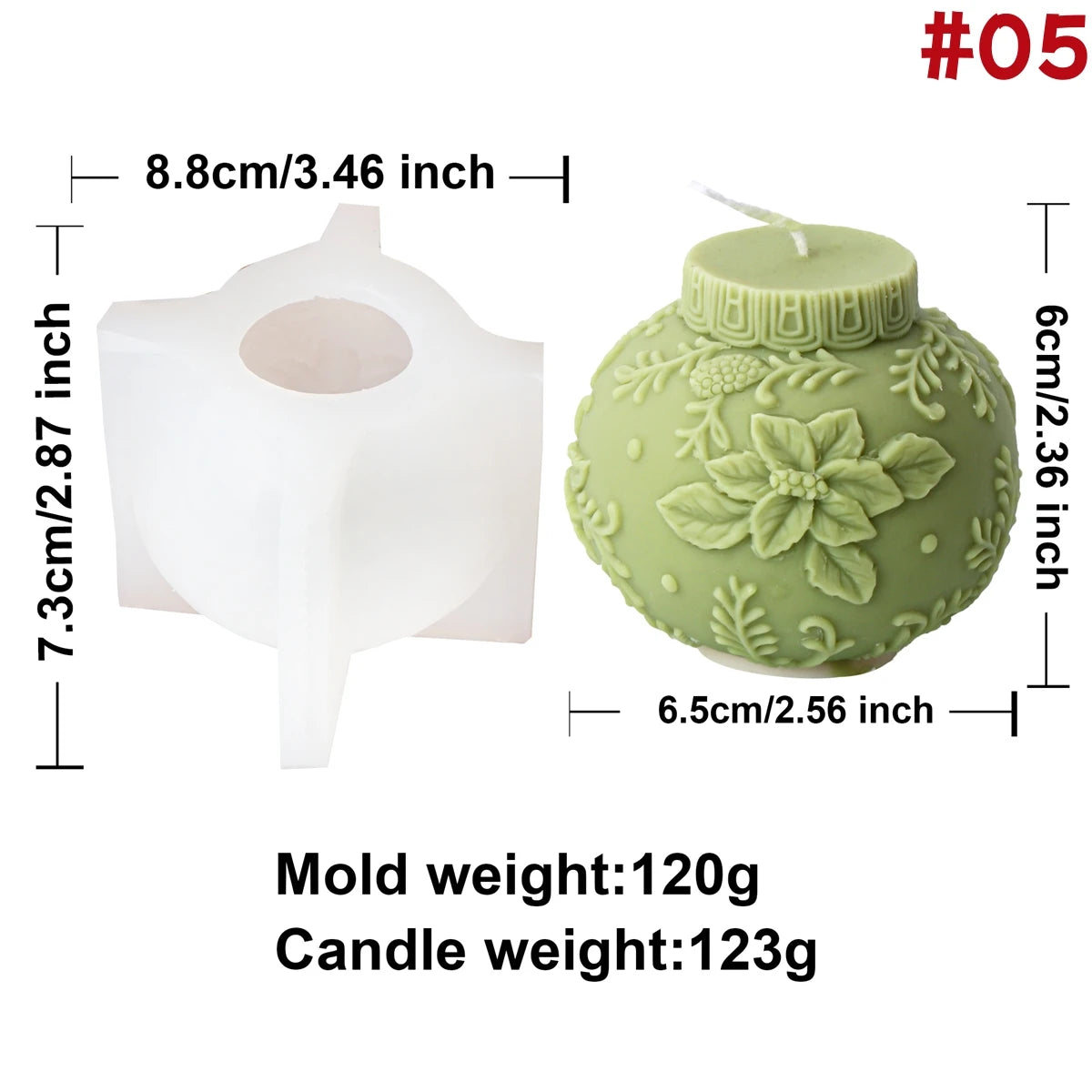 3D Christmas Ball Candle Mold – Silicone Embossed Lantern Mold for DIY Crafts