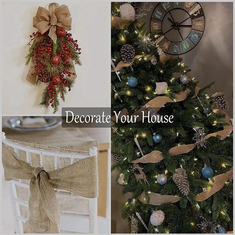 Jute Ribbon Roll – Rustic Burlap Fabric for DIY Crafts, Party Decorations & Gift Packaging