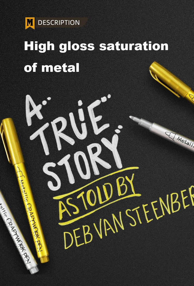 2/1Pc Brush Metallic Marker Pens Gold Silver Color Permanent Art Marker For Manga Crafts Scrapbooking School Stationery Supplies