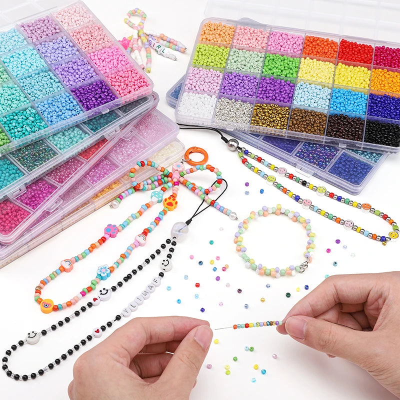 24-Grid Rice Bead Set (5200PCS) – Colorful DIY Jewelry Making Kit
