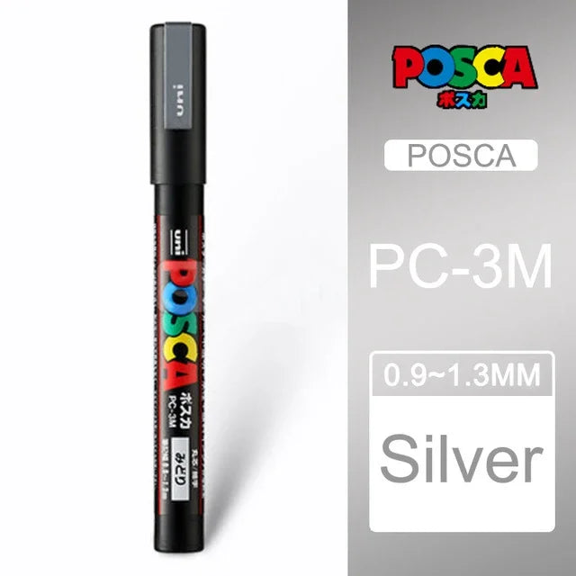 🎨 UNI POSCA Acrylic Paint Marker Set – PC-1M / PC-3M / PC-5M Quick-Dry Permanent Paint Pens