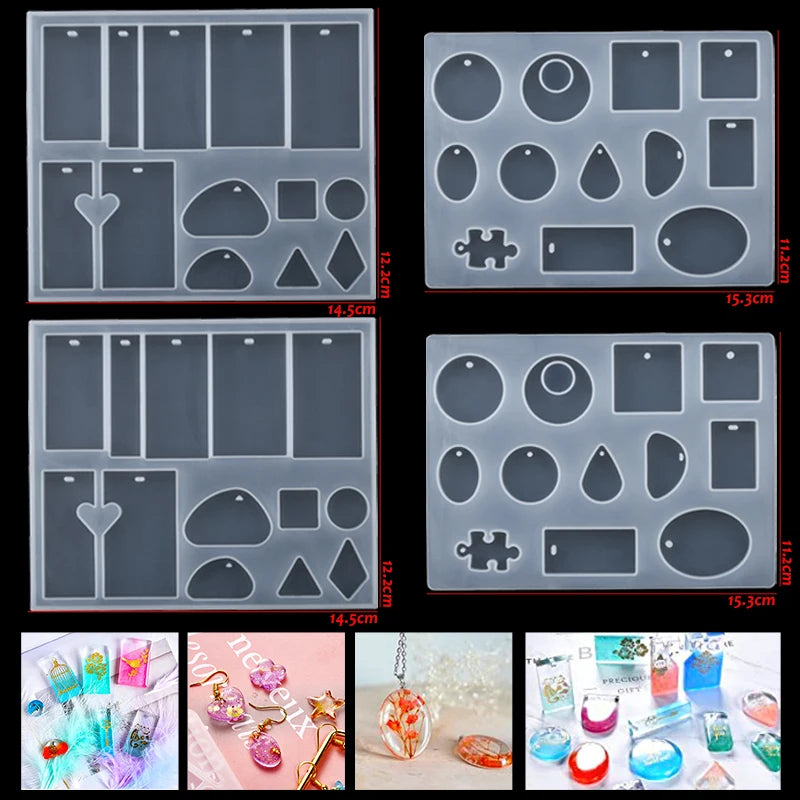 16-Style Epoxy Resin Mold Kit – Silicone Jewelry Casting Set for DIY Earrings