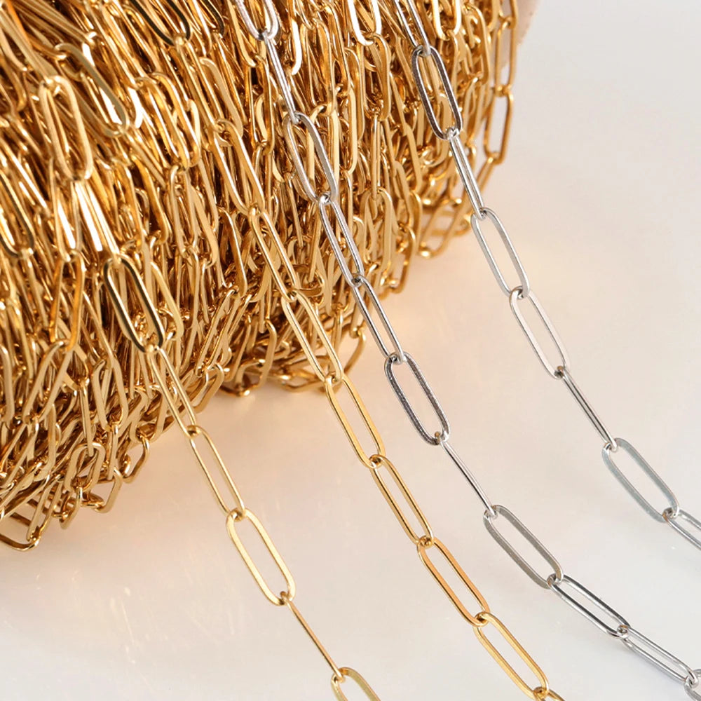 No Fade Stainless Steel Chain – 2M Gold Chain for DIY Jewelry Making