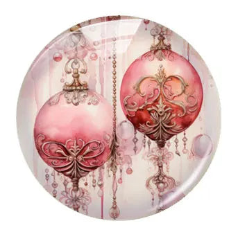 Handmade Christmas X-mas Winter Pink Gnomies Deer Snowman Bells Photo Glass Cabochon Flatback Demo Cameo For Diy Jewelry Making