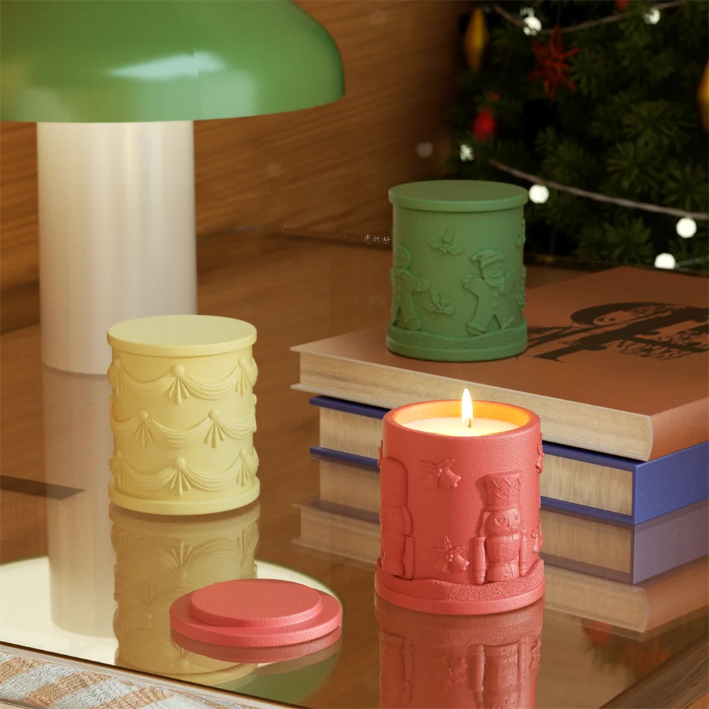 Christmas Candle Jar Silicone Mold – Nicole Christmas Tales Gypsum & Jesmonite Mold