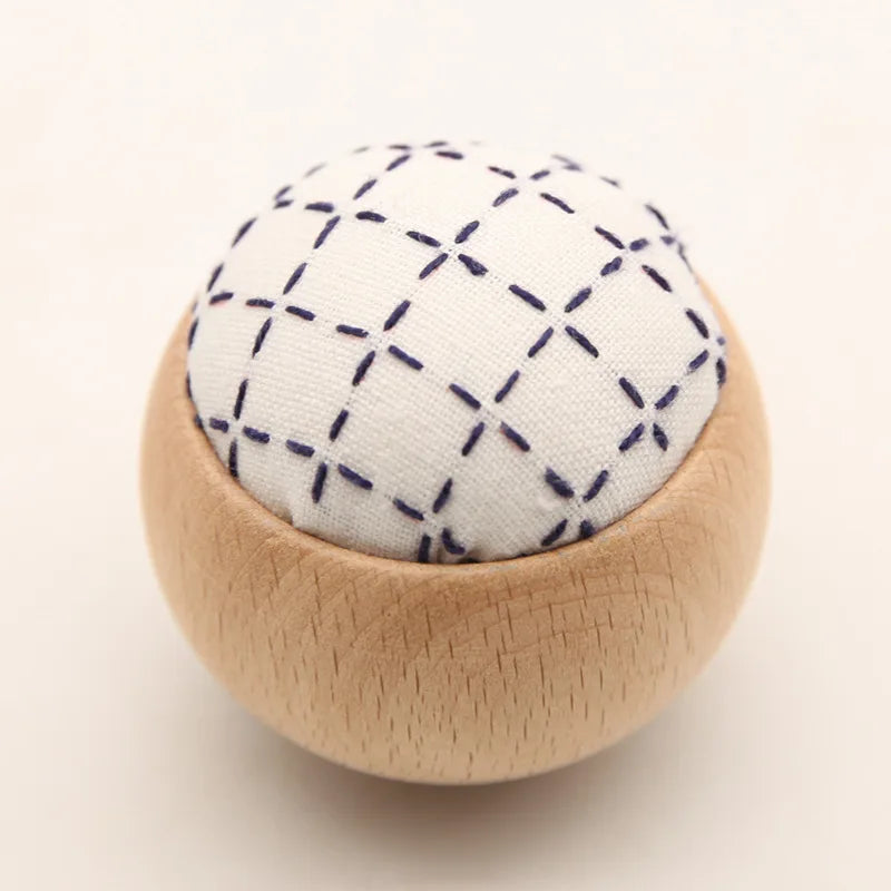 DIY Sashiko Pin Cushion with Wooden Base