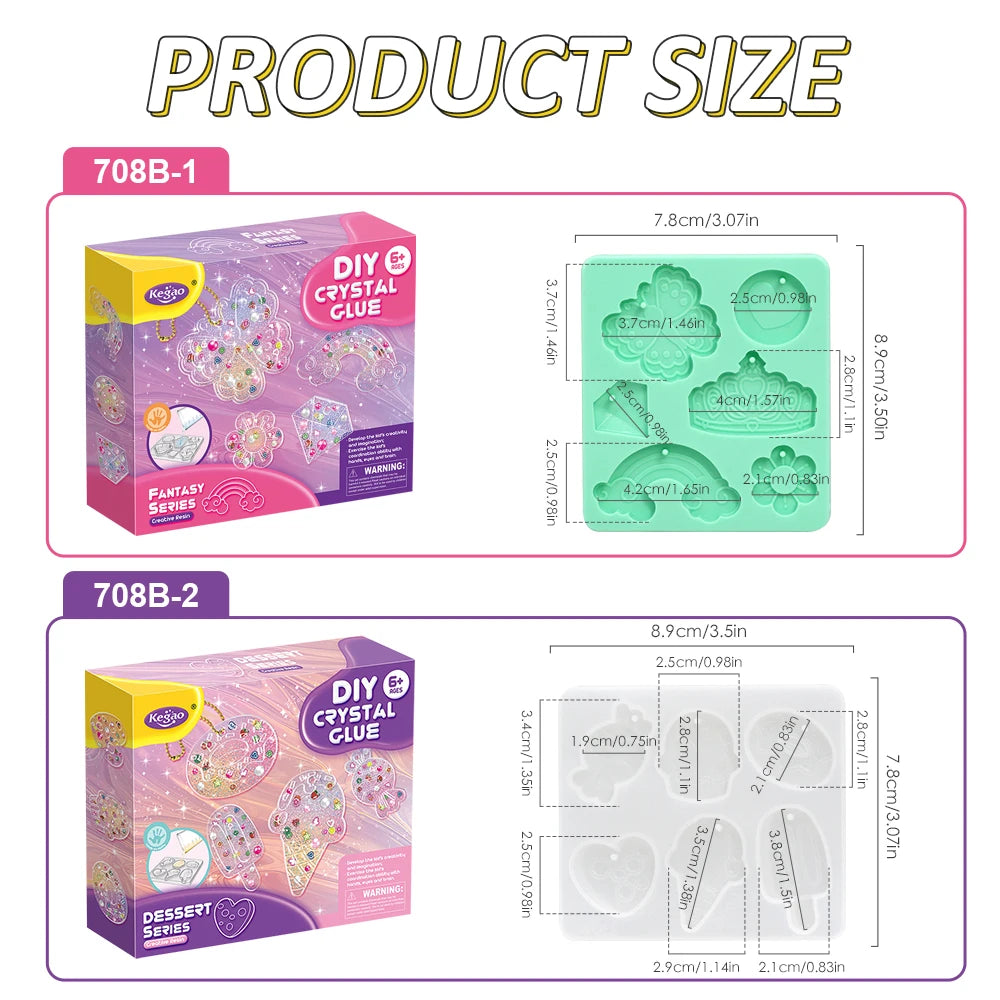 Kids DIY Crystal Glue Keychain Craft Kit – Fun Art Set for Girls