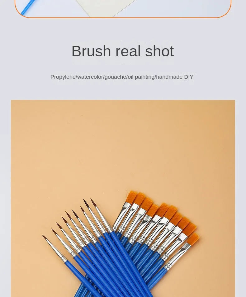 Nylon Hair Paint Brushes – Round & Flat Brush Set for Oil, Acrylic & Watercolor