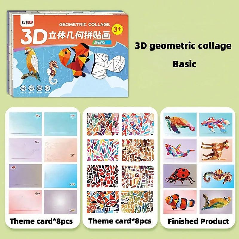 3D Animal Jigsaw Puzzle Stickers – DIY Creative Collage Art Set