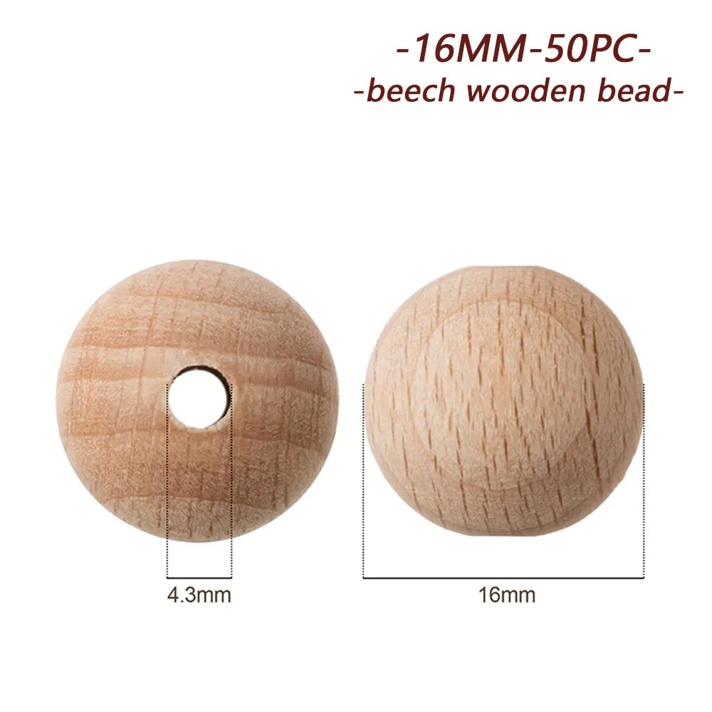 TYRY.HU Wooden Round Beads – 20–100 PCS for Jewelry Making