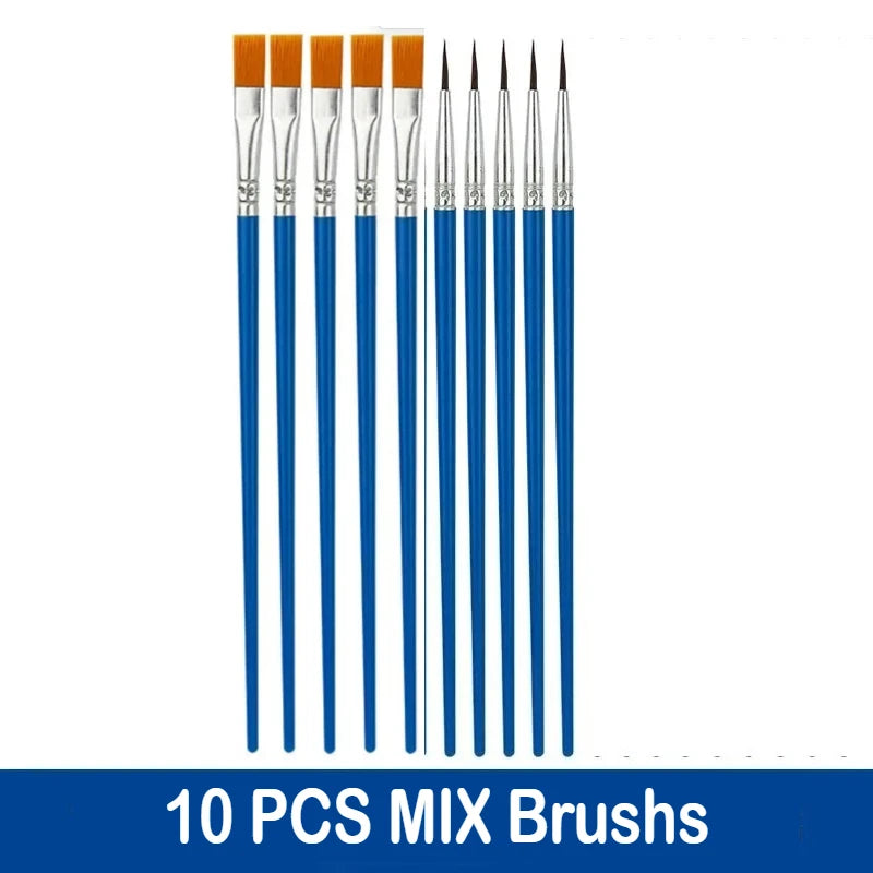 Nylon Hair Paint Brushes – Round & Flat Brush Set for Oil, Acrylic & Watercolor