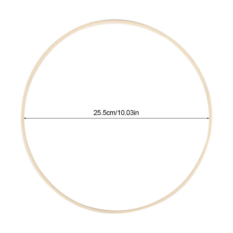 5PCS Wooden Bamboo Hoops – Round Rings for DIY Crafts & Home Décor