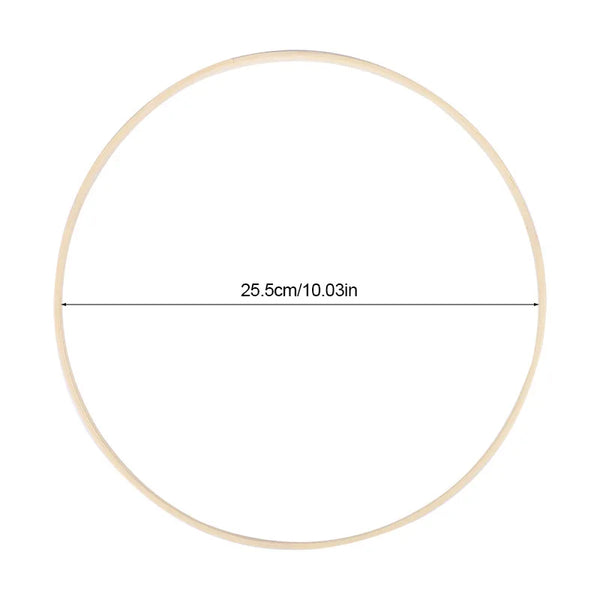 5PCS Wooden Bamboo Hoops – Round Rings for DIY Crafts & Home Décor
