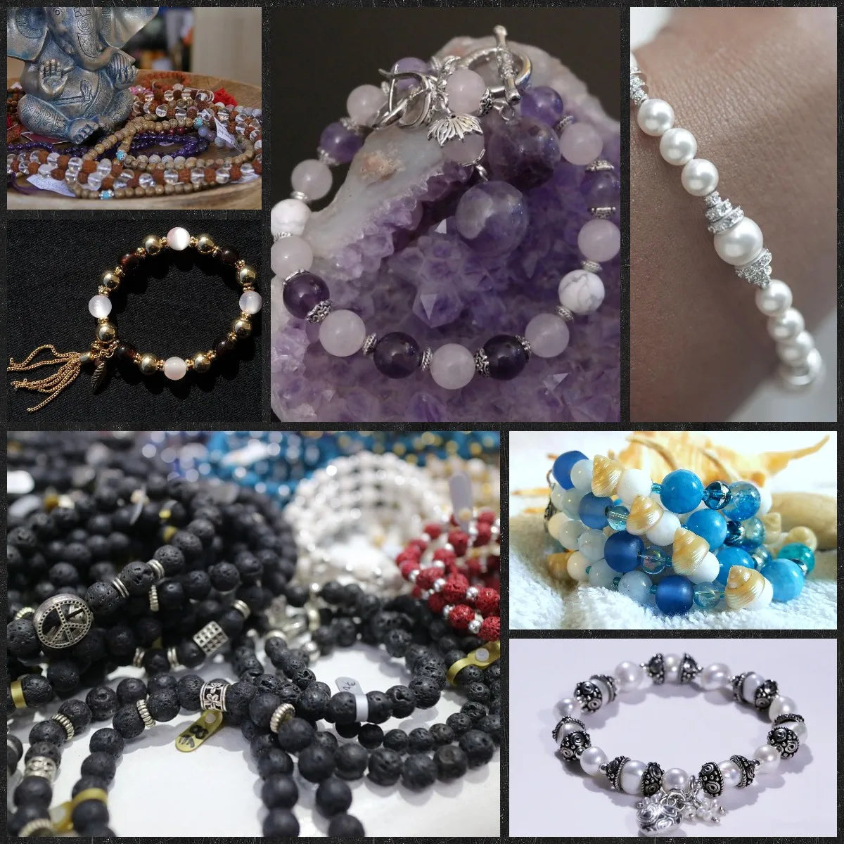 Purple Natural Stone Beads – Amethyst, Agate & Tourmaline for DIY Jewelry