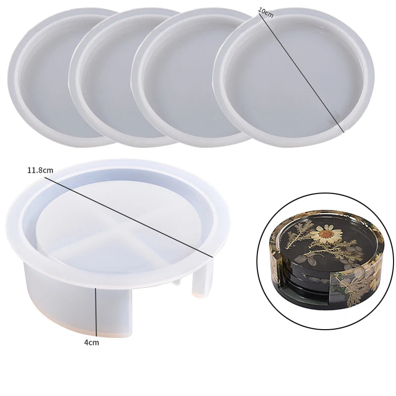 Coaster Resin Molds Silicone Coaster Molds With Round Square Octagon Shape Holder Molds Coaster Silicone Molds For Epoxy Resin