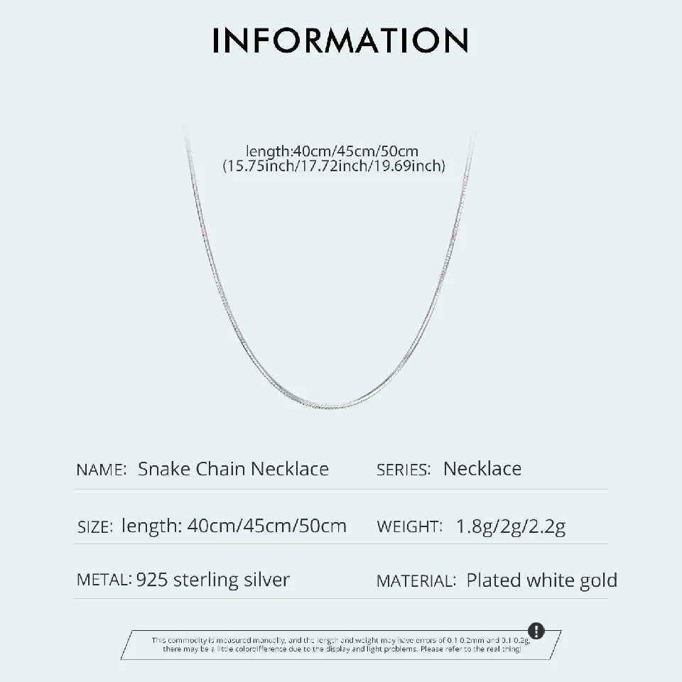 Gold Over 925 Sterling Silver Snake Chain Necklace