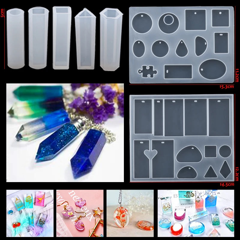 16-Style Epoxy Resin Mold Kit – Silicone Jewelry Casting Set for DIY Earrings