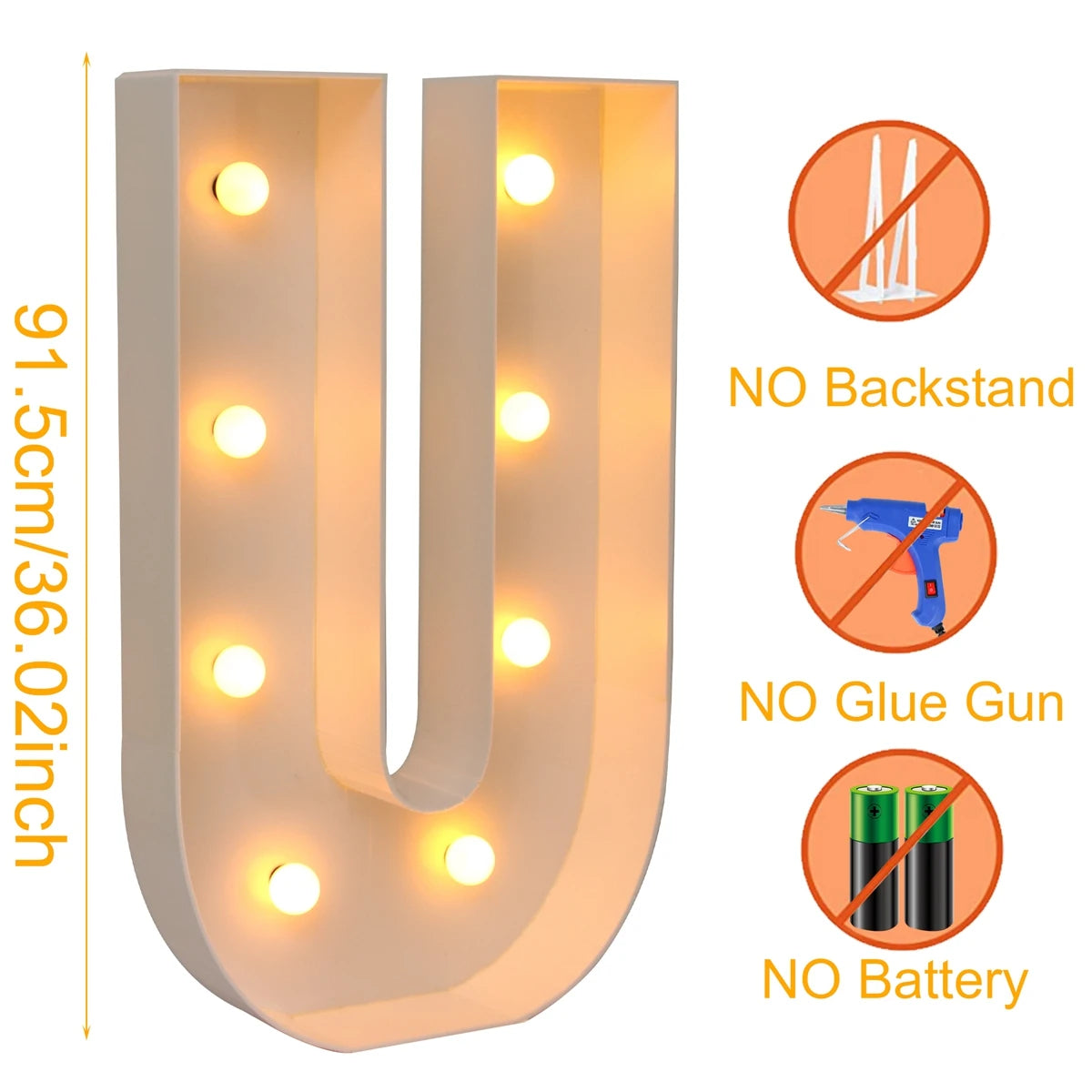 91.5CM Giant LED Letter Light Box – DIY Name Balloon Frame for Party Décor