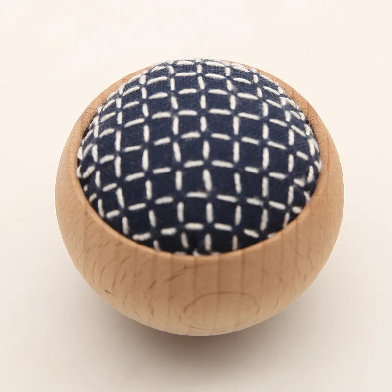 DIY Sashiko Pin Cushion with Wooden Base