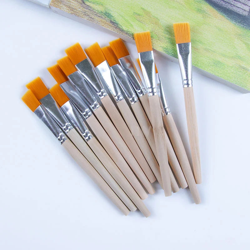 Wooden Handle Art Brush Set – Professional Paint Brushes for Acrylic, Watercolor & Oil Painting