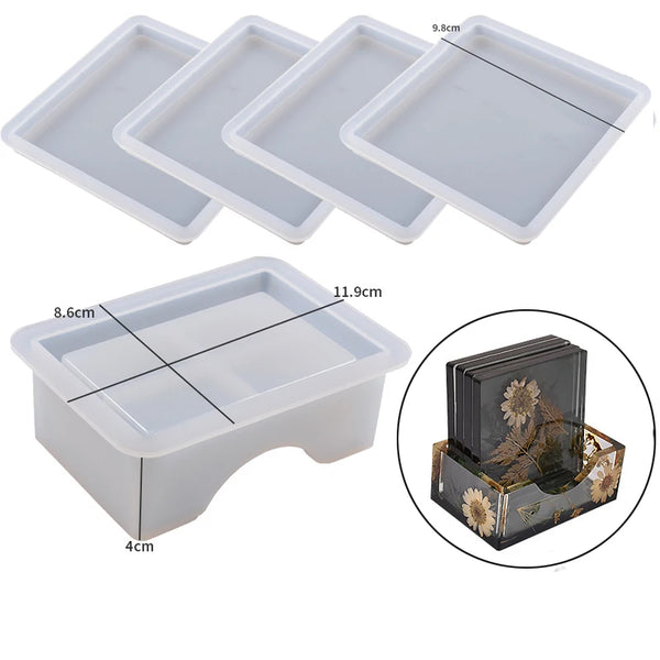 Coaster Resin Molds Silicone Coaster Molds With Round Square Octagon Shape Holder Molds Coaster Silicone Molds For Epoxy Resin