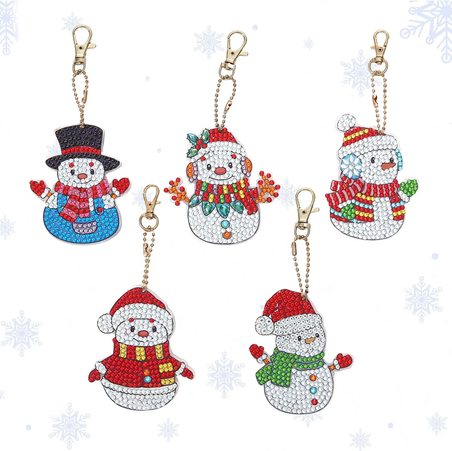 DIY Diamond Art Keychain Set – 5PCS Acrylic Christmas Ornaments for Holiday Décor