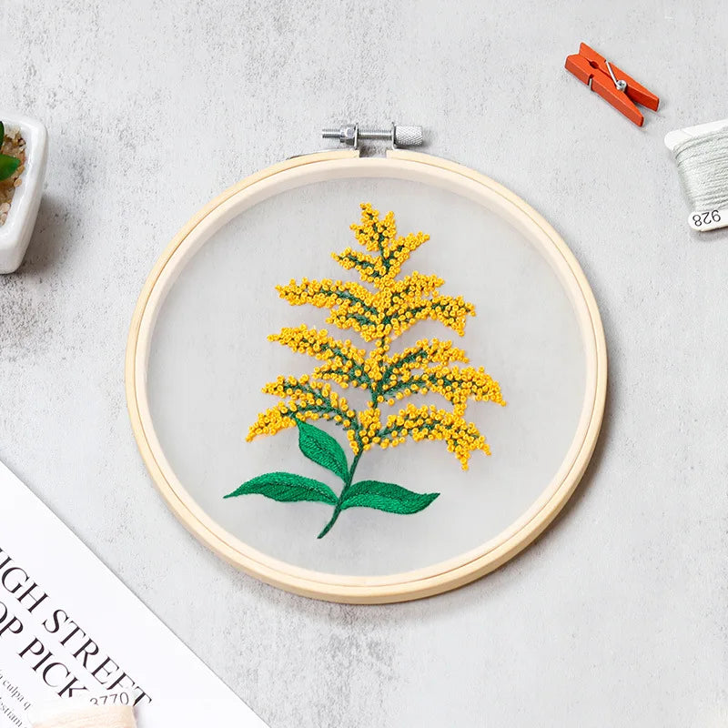 DIY Floral Embroidery Round Cross Stitch Kit