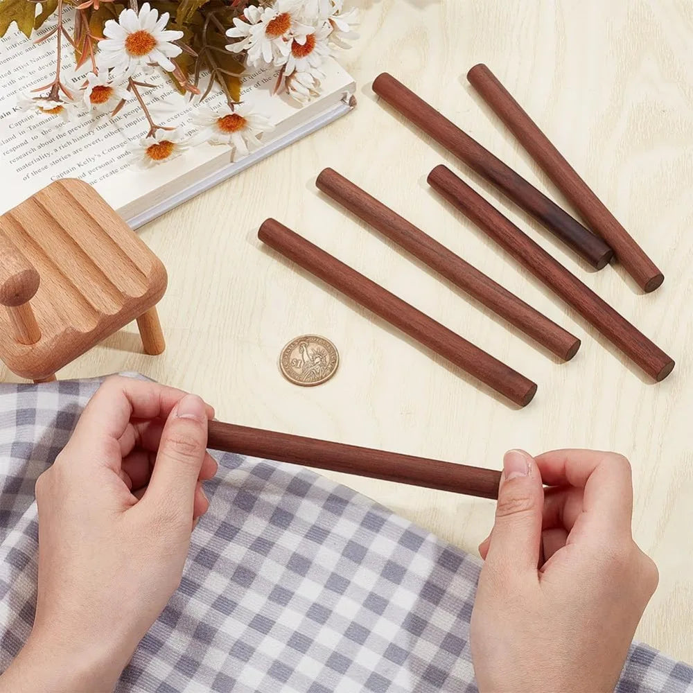 Walnut Dowel Rods – 14pcs 5.9" x 0.4" Wooden Craft Sticks for DIY & Carving