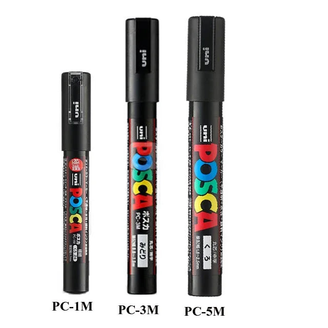 🎨 UNI POSCA Acrylic Paint Marker Set – PC-1M / PC-3M / PC-5M Quick-Dry Permanent Paint Pens