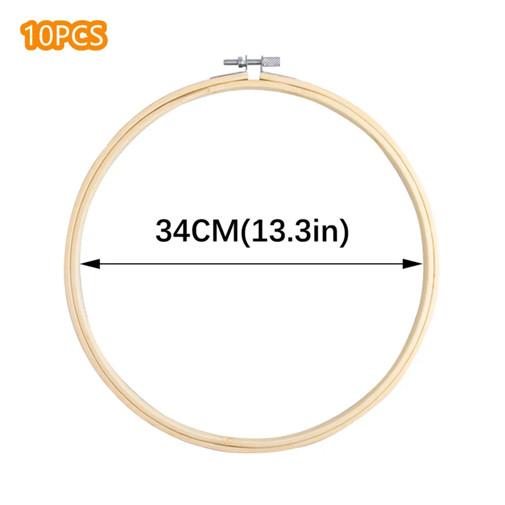 10pcs Bamboo Embroidery Hoops Frame Set