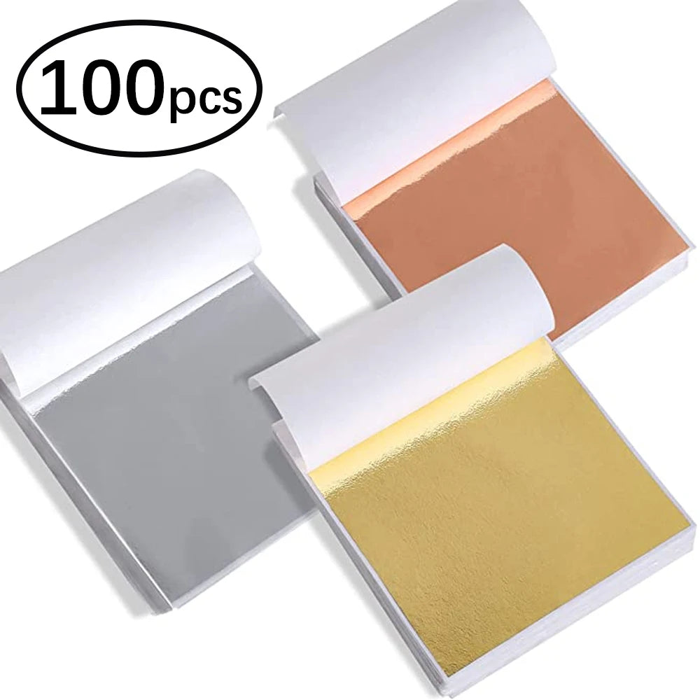 100PCS Gold Silver Copper Foil Leaf Flakes – DIY Resin, Candle & Art Decor