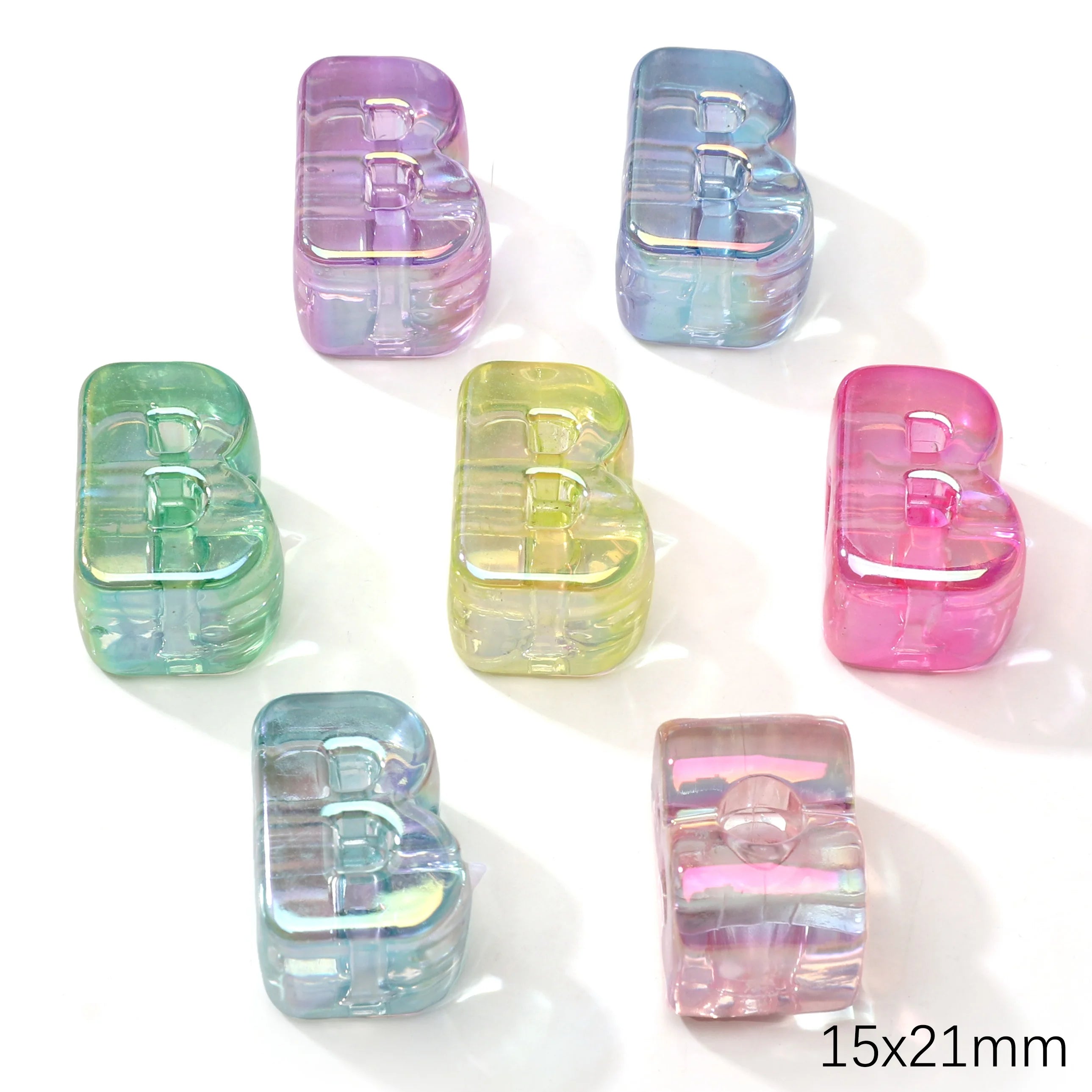 Mixed Color Acrylic Letter Beads – 5PCS Clear Spacer Beads for Jewelry & DIY Crafts